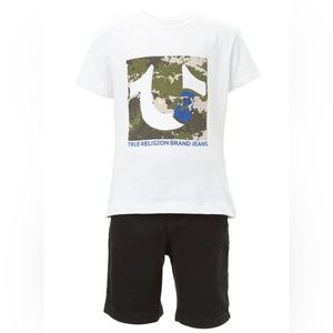 TRUE RELIGION | graphic tee & denim/jean shorts 2 pc set